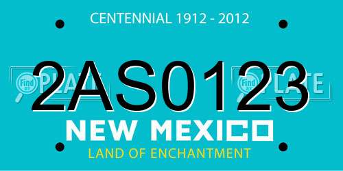 2AS0123 New Mexico License Plate