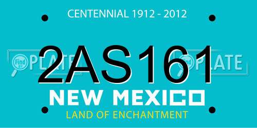 2AS161 New Mexico License Plate