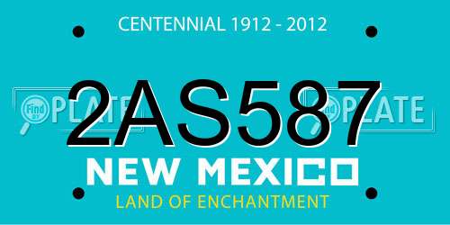 2AS587 New Mexico License Plate
