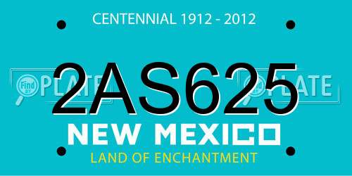 2AS625 New Mexico License Plate