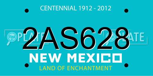 2AS628 New Mexico License Plate