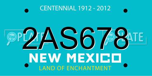 2AS678 New Mexico License Plate