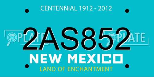 2AS852 New Mexico License Plate