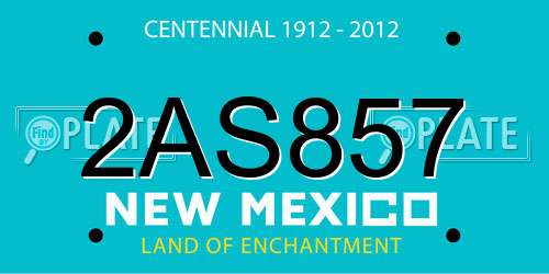 2AS857 New Mexico License Plate