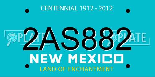 2AS882 New Mexico License Plate