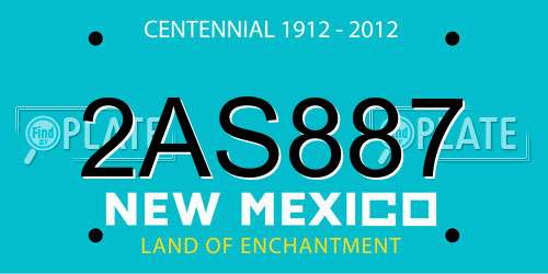 2AS887 New Mexico License Plate