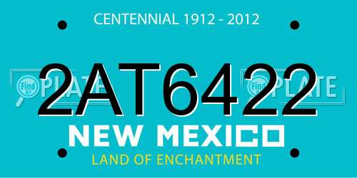 2AT6422 New Mexico License Plate