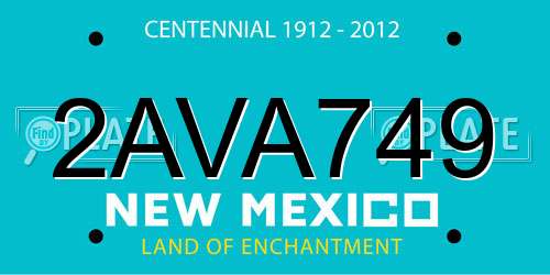 2AVA749 New Mexico License Plate