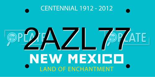 2AZL77 New Mexico License Plate
