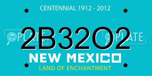 2B32O2 New Mexico License Plate