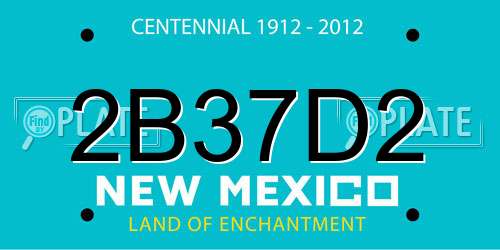 2B37D2 New Mexico License Plate