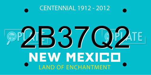 2B37Q2 New Mexico License Plate