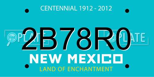 2B78R0 New Mexico License Plate