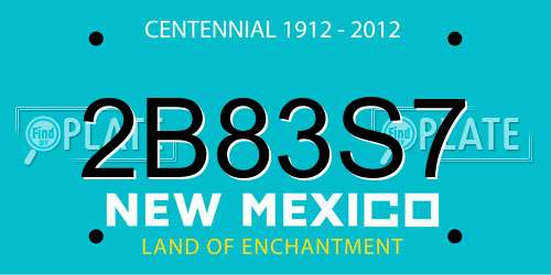 2B83S7 New Mexico License Plate