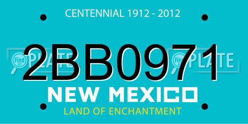 2BB0971 New Mexico License Plate