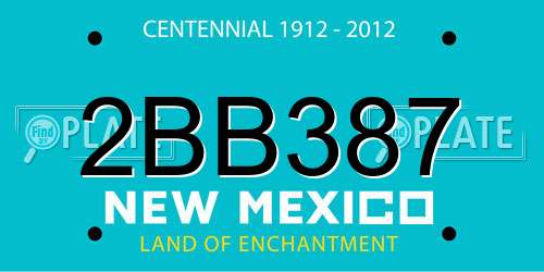2BB387 New Mexico License Plate