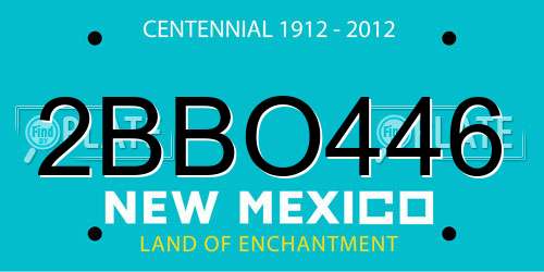 2BBO446 New Mexico License Plate