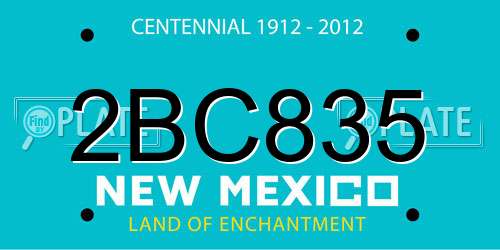 2BC835 New Mexico License Plate