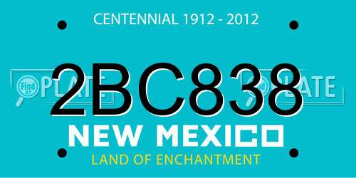 2BC838 New Mexico License Plate