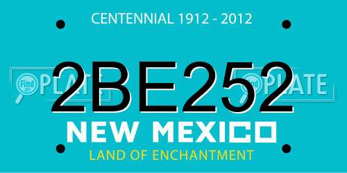 2BE252 New Mexico License Plate