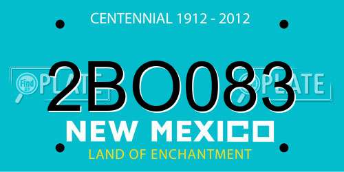 2BO083 New Mexico License Plate