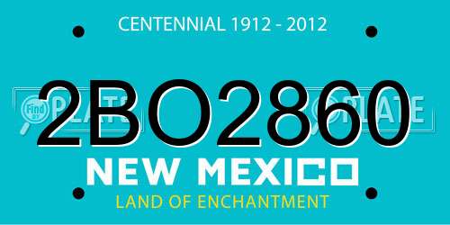 2BO2860 New Mexico License Plate