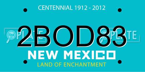 2BOD83 New Mexico License Plate
