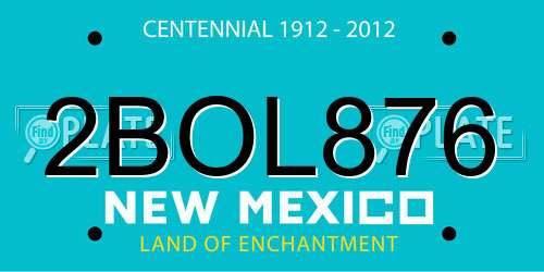 2BOL876 New Mexico License Plate