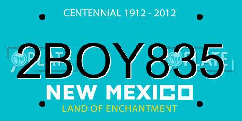 2BOY835 New Mexico License Plate