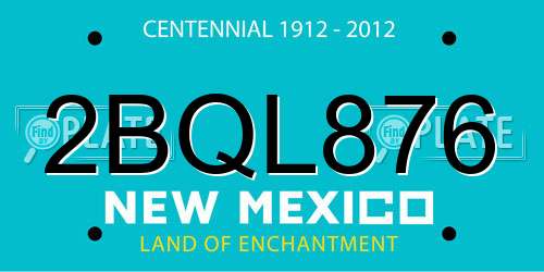 2BQL876 New Mexico License Plate
