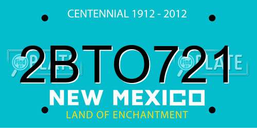 2BTO721 New Mexico License Plate