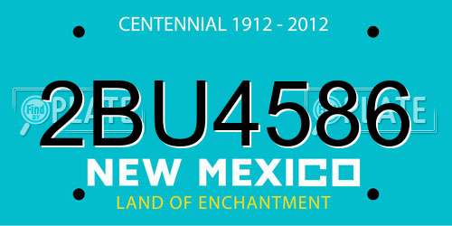 2BU4586 New Mexico License Plate