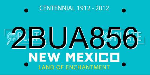 2BUA856 New Mexico License Plate