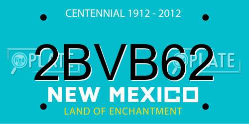 2BVB62 New Mexico License Plate
