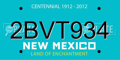 2BVT934 New Mexico License Plate