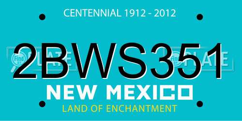 2BWS351 New Mexico License Plate