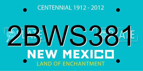 2BWS381 New Mexico License Plate