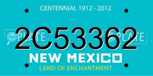 2C53362 New Mexico License Plate