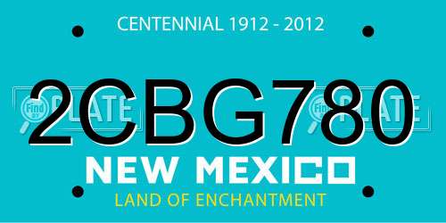 2CBG780 New Mexico License Plate