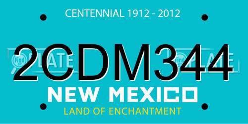 2CDM344 New Mexico License Plate