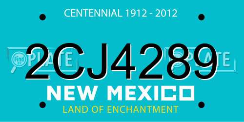 2CJ4289 New Mexico License Plate