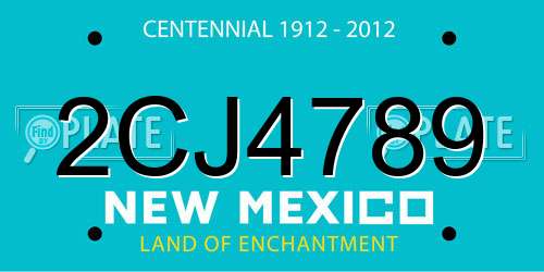 2CJ4789 New Mexico License Plate