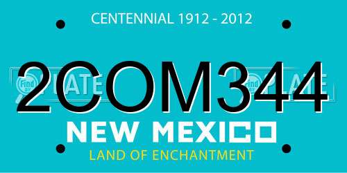 2COM344 New Mexico License Plate