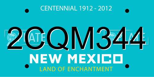 2CQM344 New Mexico License Plate
