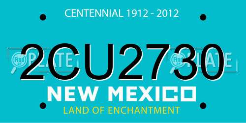 2CU2730 New Mexico License Plate