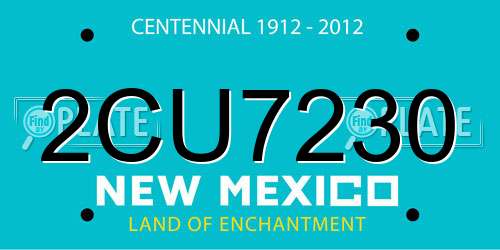 2CU7230 New Mexico License Plate