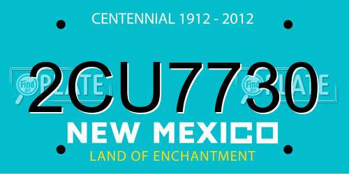 2CU7730 New Mexico License Plate
