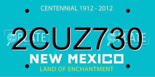 2CUZ730 New Mexico License Plate