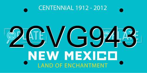2CVG943 New Mexico License Plate
