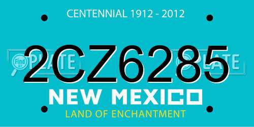 2CZ6285 New Mexico License Plate